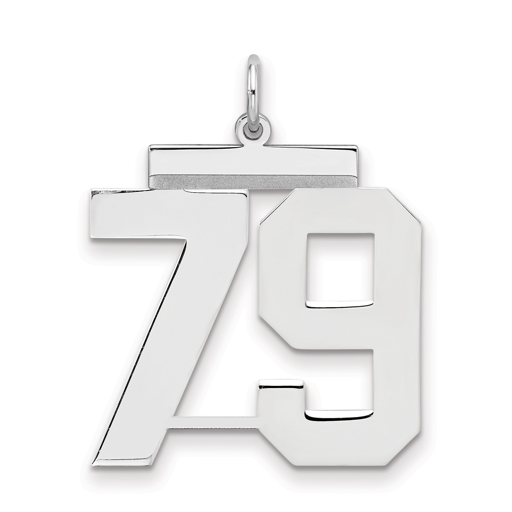 Sterling Silver Silver/Rhodium-Plated Polished Number 79 Charm