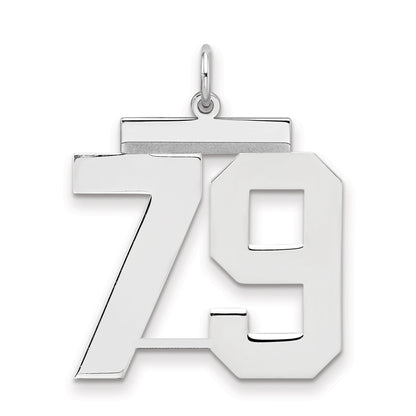 Sterling Silver Silver/Rhodium-Plated Polished Number 79 Charm