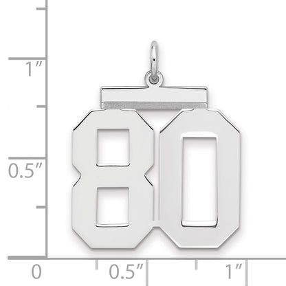 Sterling Silver Silver/Rhodium-Plated Polished Number 80 Charm