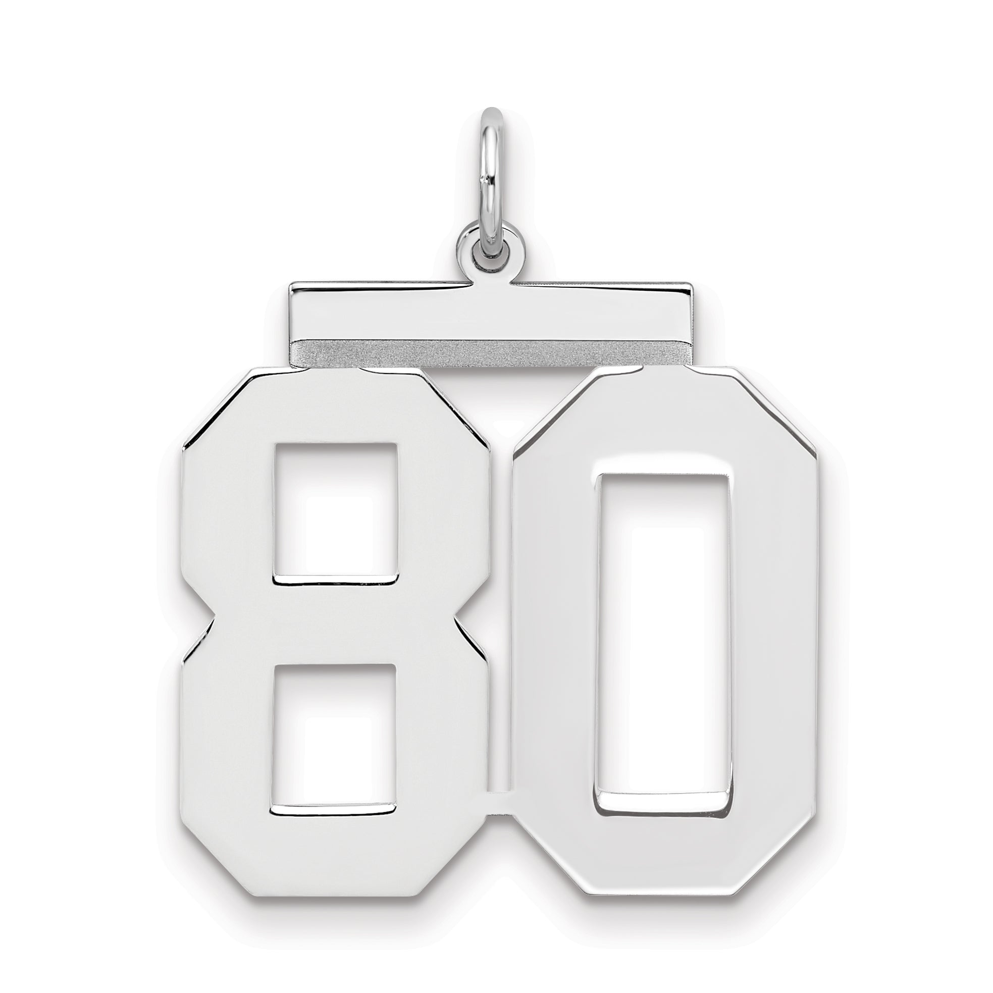 Sterling Silver Silver/Rhodium-Plated Polished Number 80 Charm