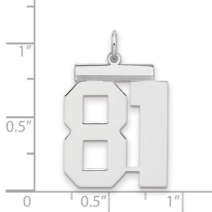 Sterling Silver Silver/Rhodium-Plated Polished Number 81 Charm