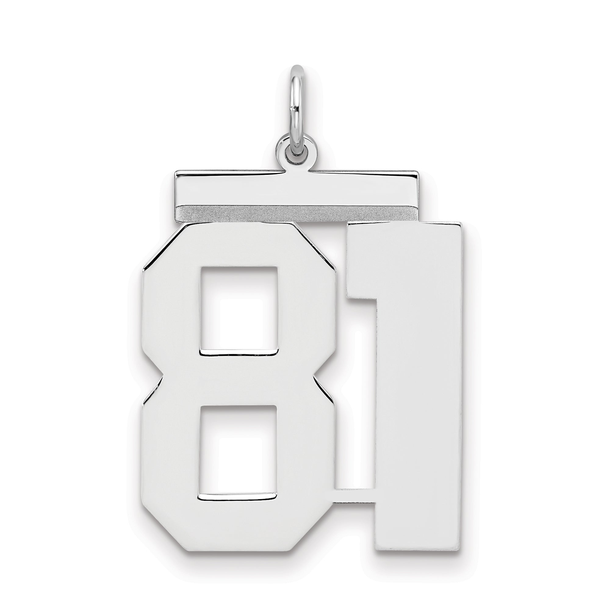 Sterling Silver Silver/Rhodium-Plated Polished Number 81 Charm