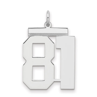Sterling Silver Silver/Rhodium-Plated Polished Number 81 Charm