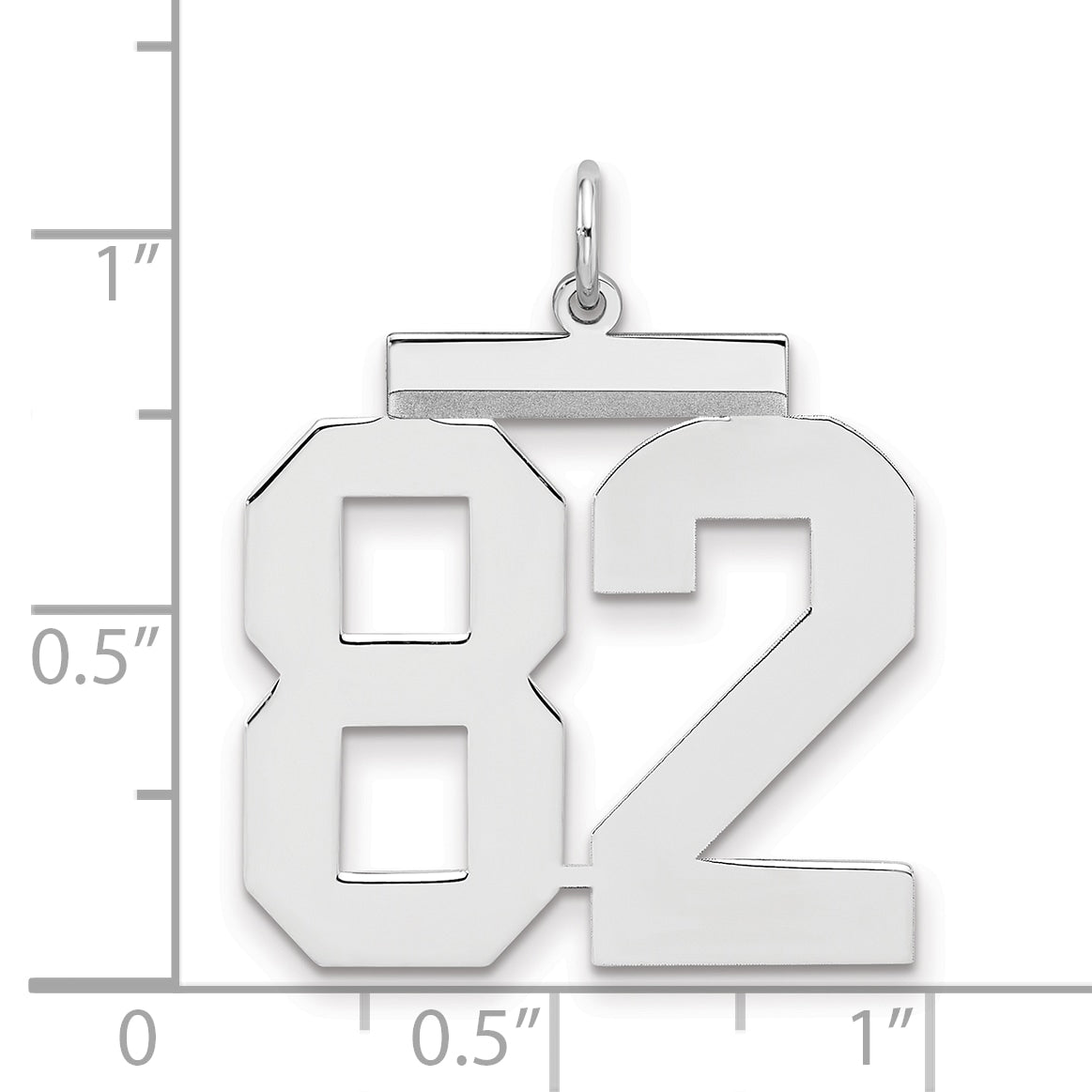 Sterling Silver Silver/Rhodium-Plated Polished Number 82 Charm
