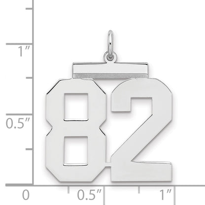 Sterling Silver Silver/Rhodium-Plated Polished Number 82 Charm