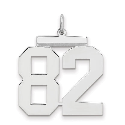 Sterling Silver Silver/Rhodium-Plated Polished Number 82 Charm