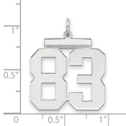 Sterling Silver Silver/Rhodium-Plated Polished Number 83 Charm
