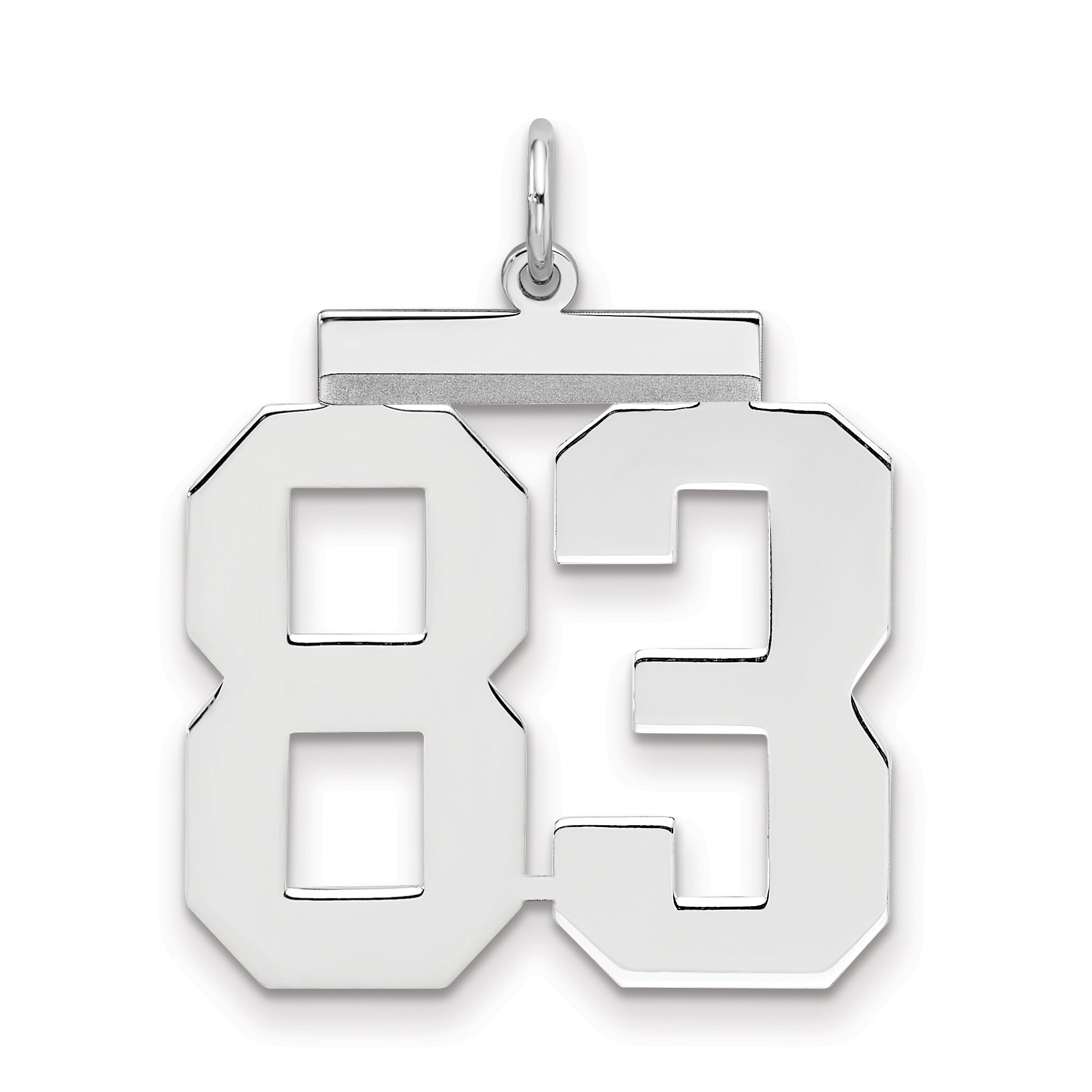 Sterling Silver Silver/Rhodium-Plated Polished Number 83 Charm
