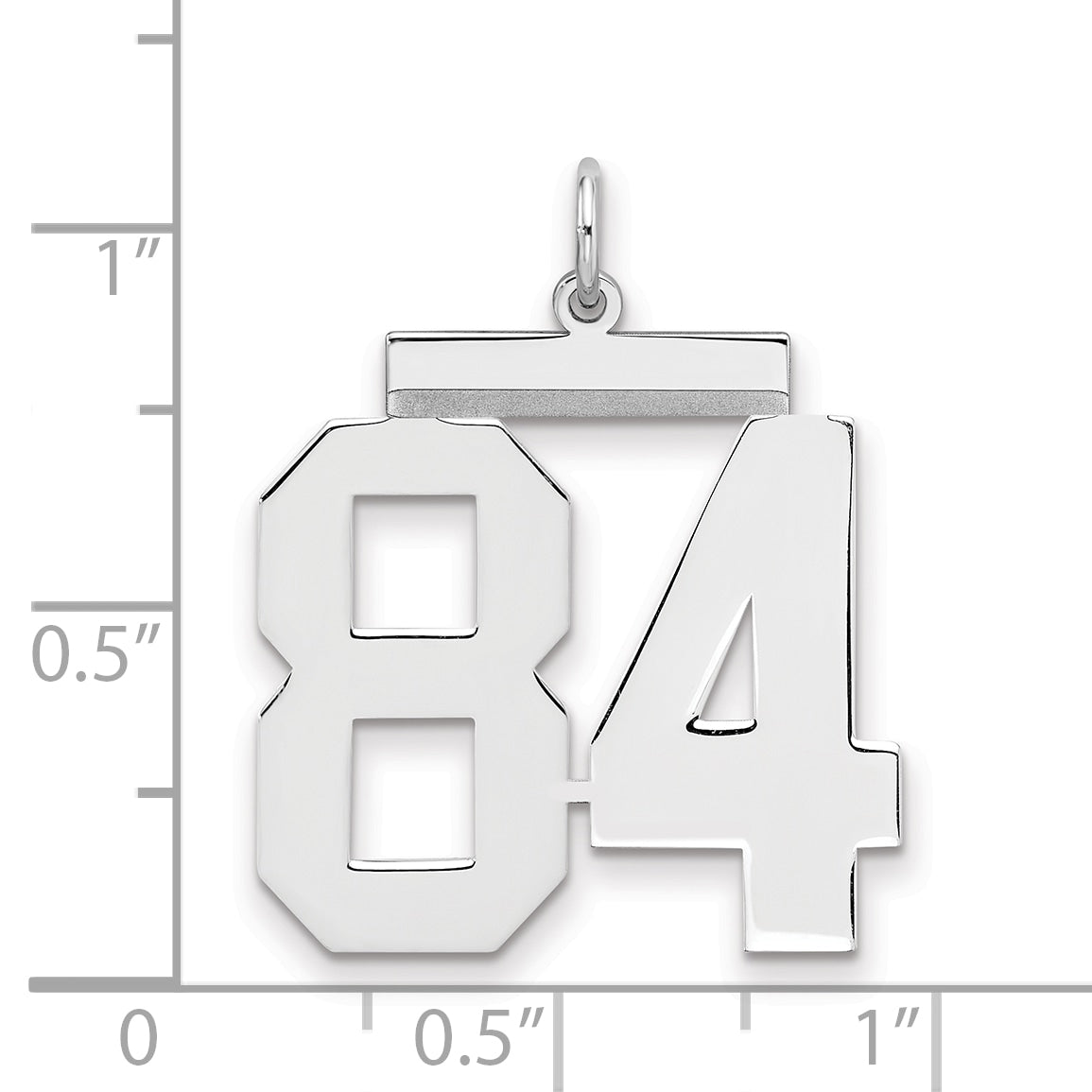 Sterling Silver Silver/Rhodium-Plated Polished Number 84 Charm