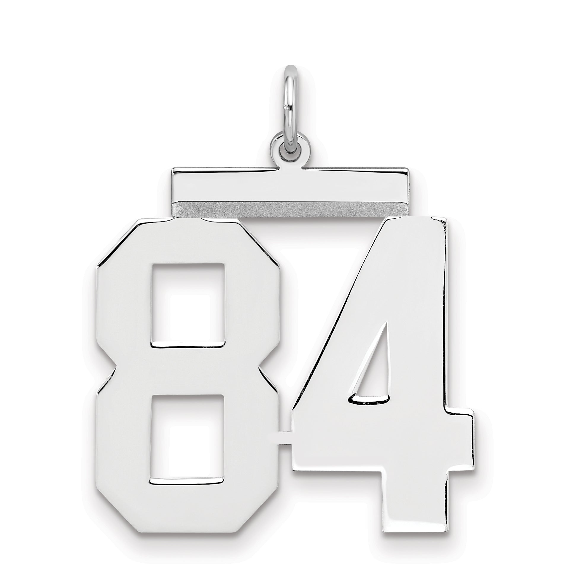 Sterling Silver Silver/Rhodium-Plated Polished Number 84 Charm