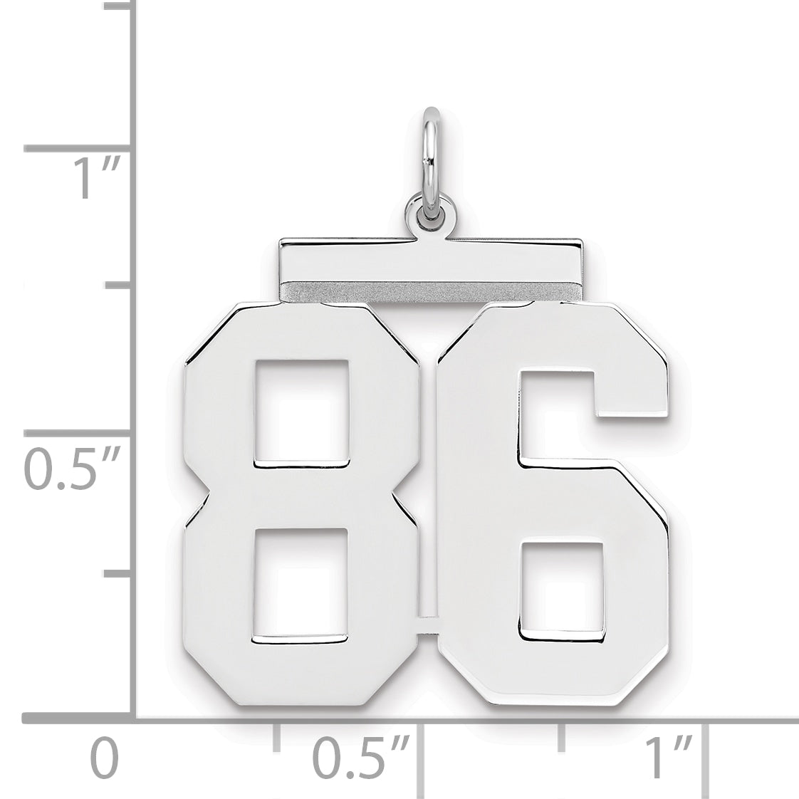 Sterling Silver Silver/Rhodium-Plated Polished Number 86 Charm
