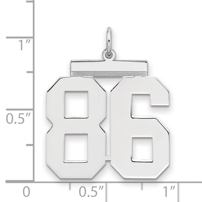 Sterling Silver Silver/Rhodium-Plated Polished Number 86 Charm