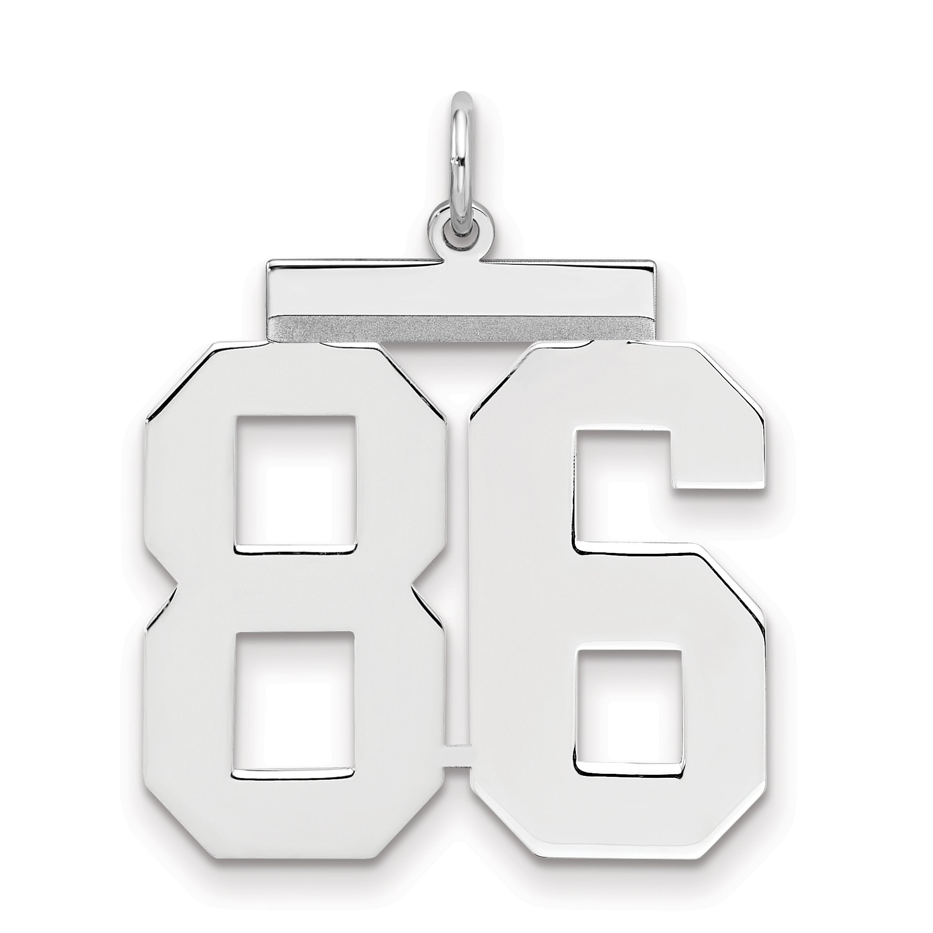 Sterling Silver Silver/Rhodium-Plated Polished Number 86 Charm
