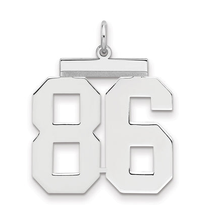 Sterling Silver Silver/Rhodium-Plated Polished Number 86 Charm