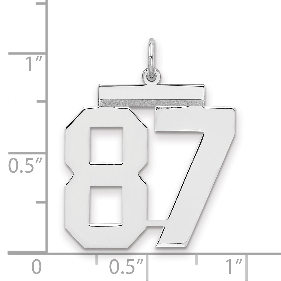 Sterling Silver Silver/Rhodium-Plated Polished Number 87 Charm