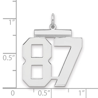 Sterling Silver Silver/Rhodium-Plated Polished Number 87 Charm