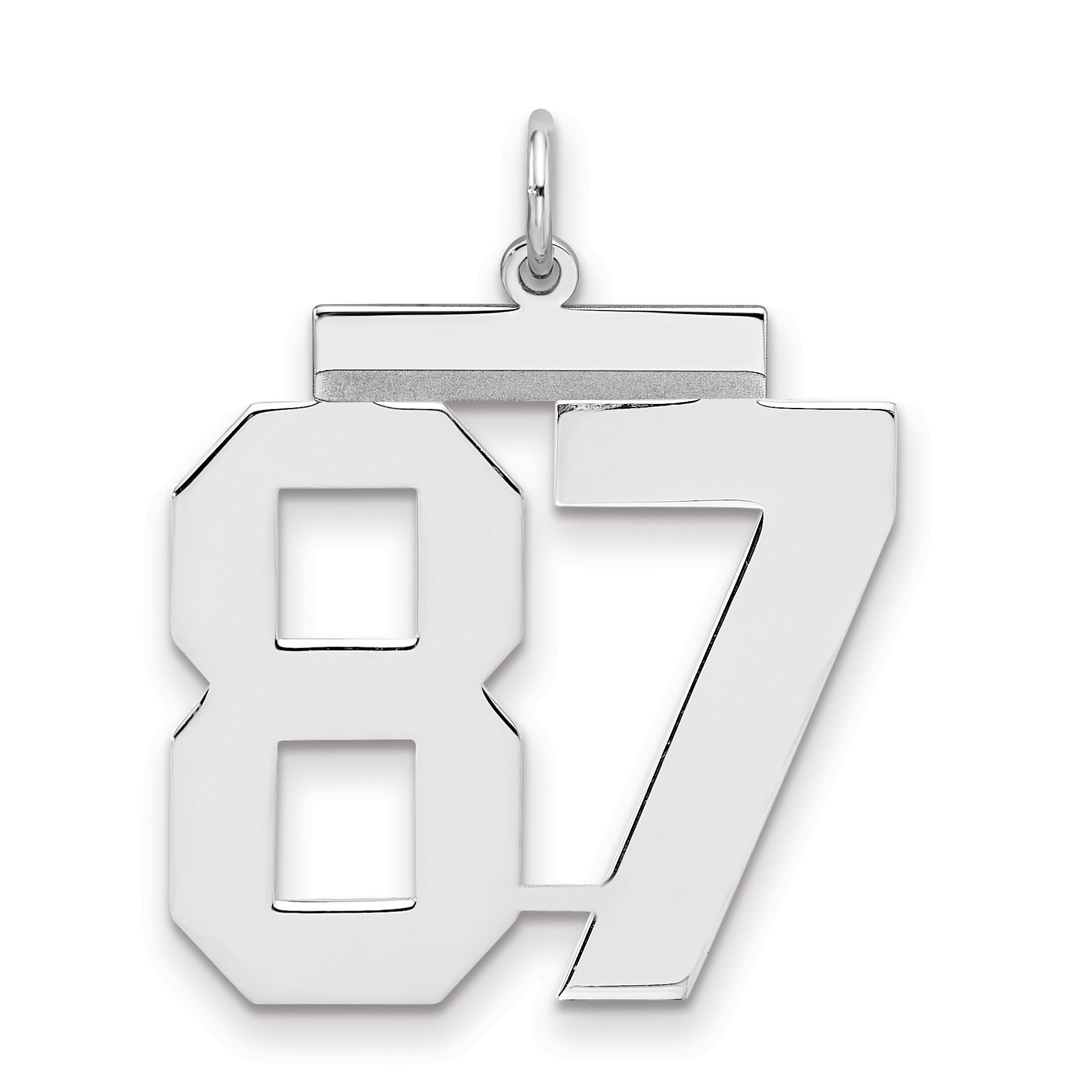Sterling Silver Silver/Rhodium-Plated Polished Number 87 Charm
