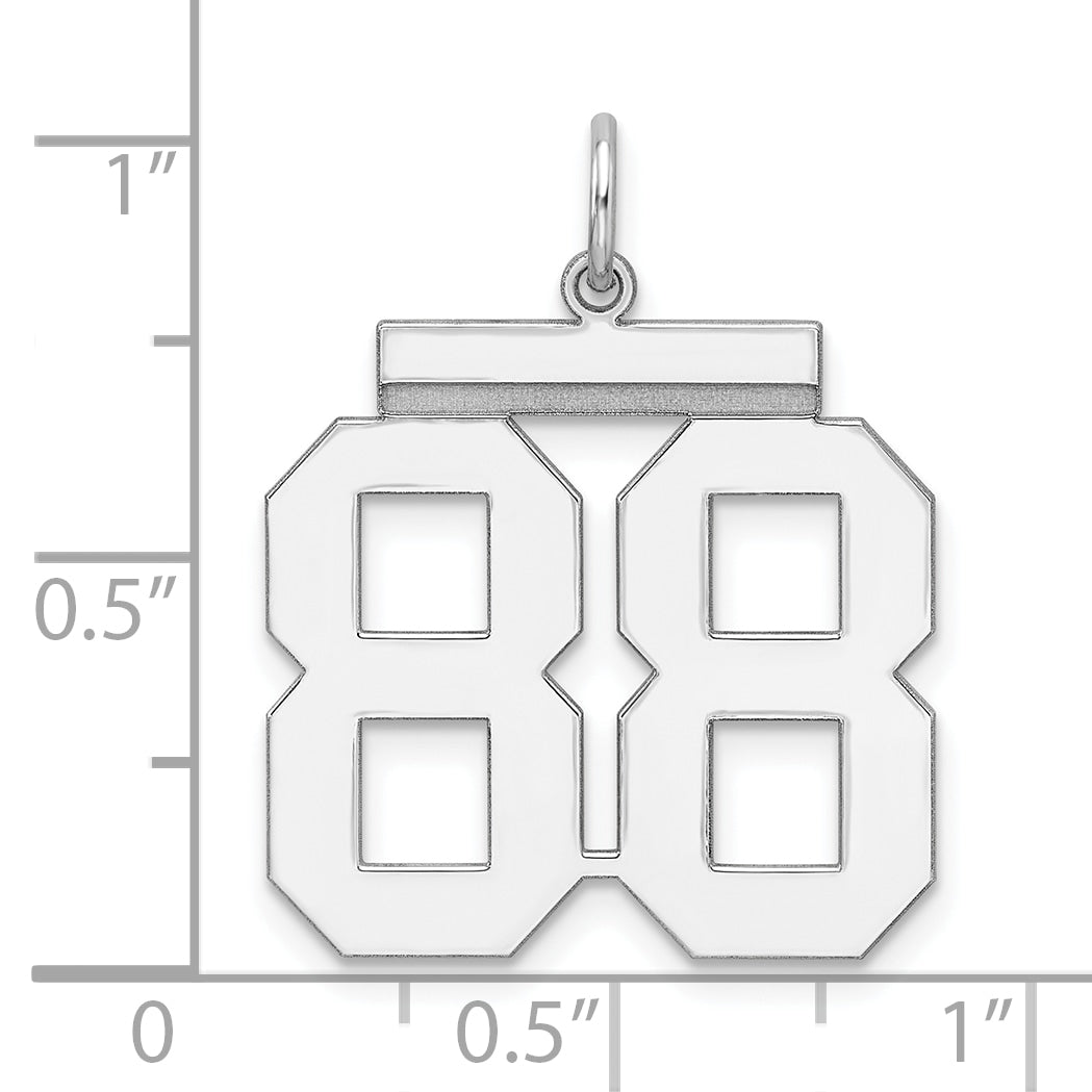 Sterling Silver Silver/Rhodium-Plated Polished Number 88 Charm