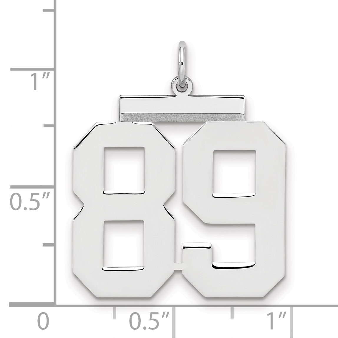 Sterling Silver Silver/Rhodium-Plated Polished Number 89 Charm