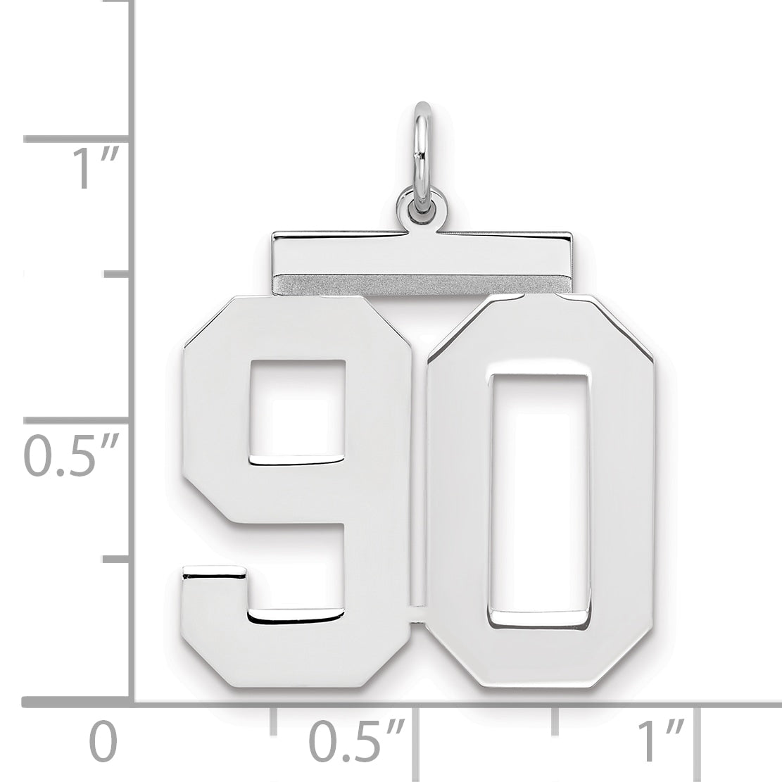 Sterling Silver Silver/Rhodium-Plated Polished Number 90 Charm