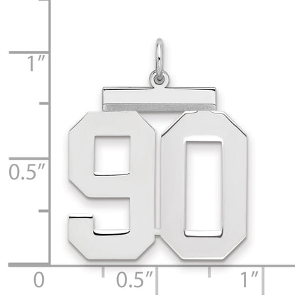 Sterling Silver Silver/Rhodium-Plated Polished Number 90 Charm