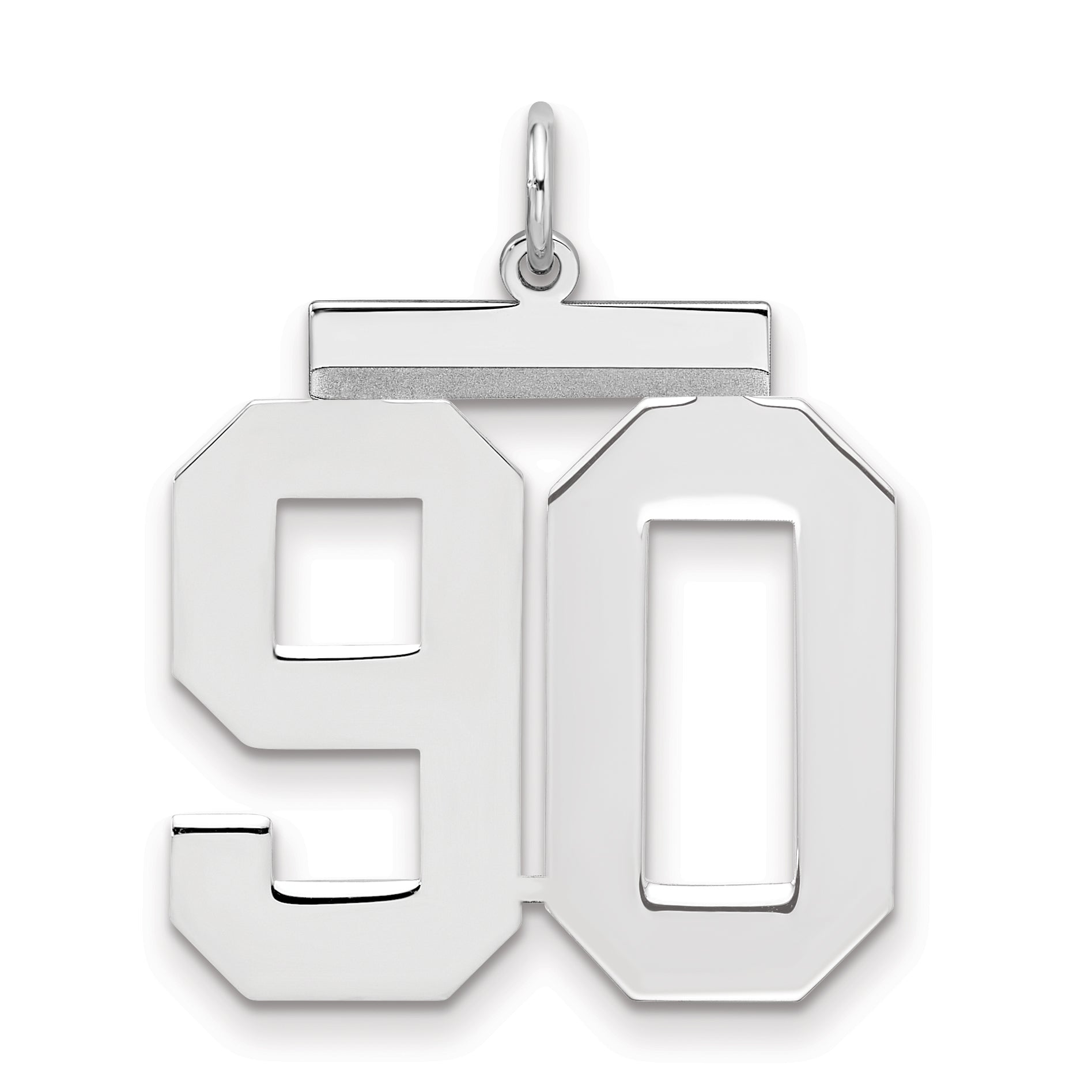 Sterling Silver Silver/Rhodium-Plated Polished Number 90 Charm
