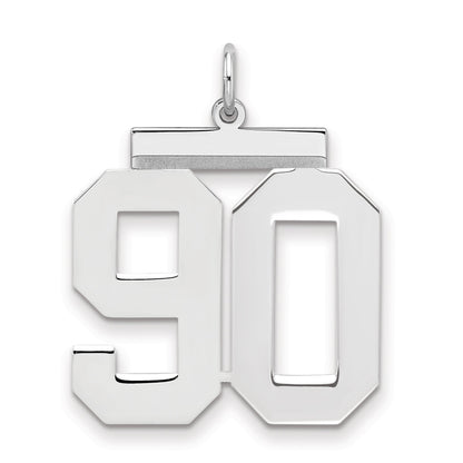 Sterling Silver Silver/Rhodium-Plated Polished Number 90 Charm