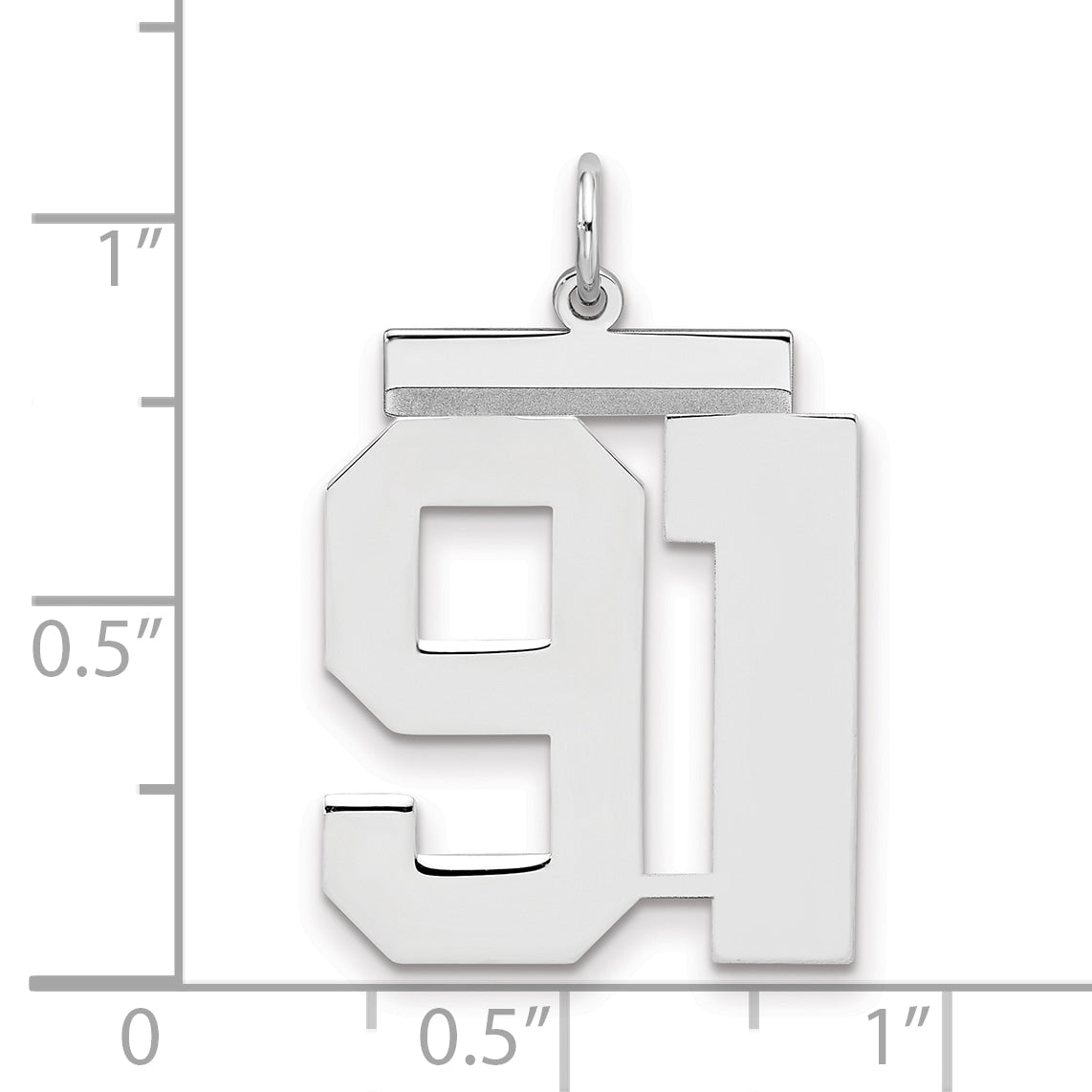 Sterling Silver Silver/Rhodium-Plated Polished Number 91 Charm