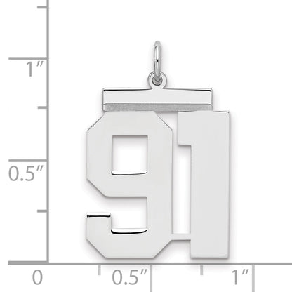 Sterling Silver Silver/Rhodium-Plated Polished Number 91 Charm