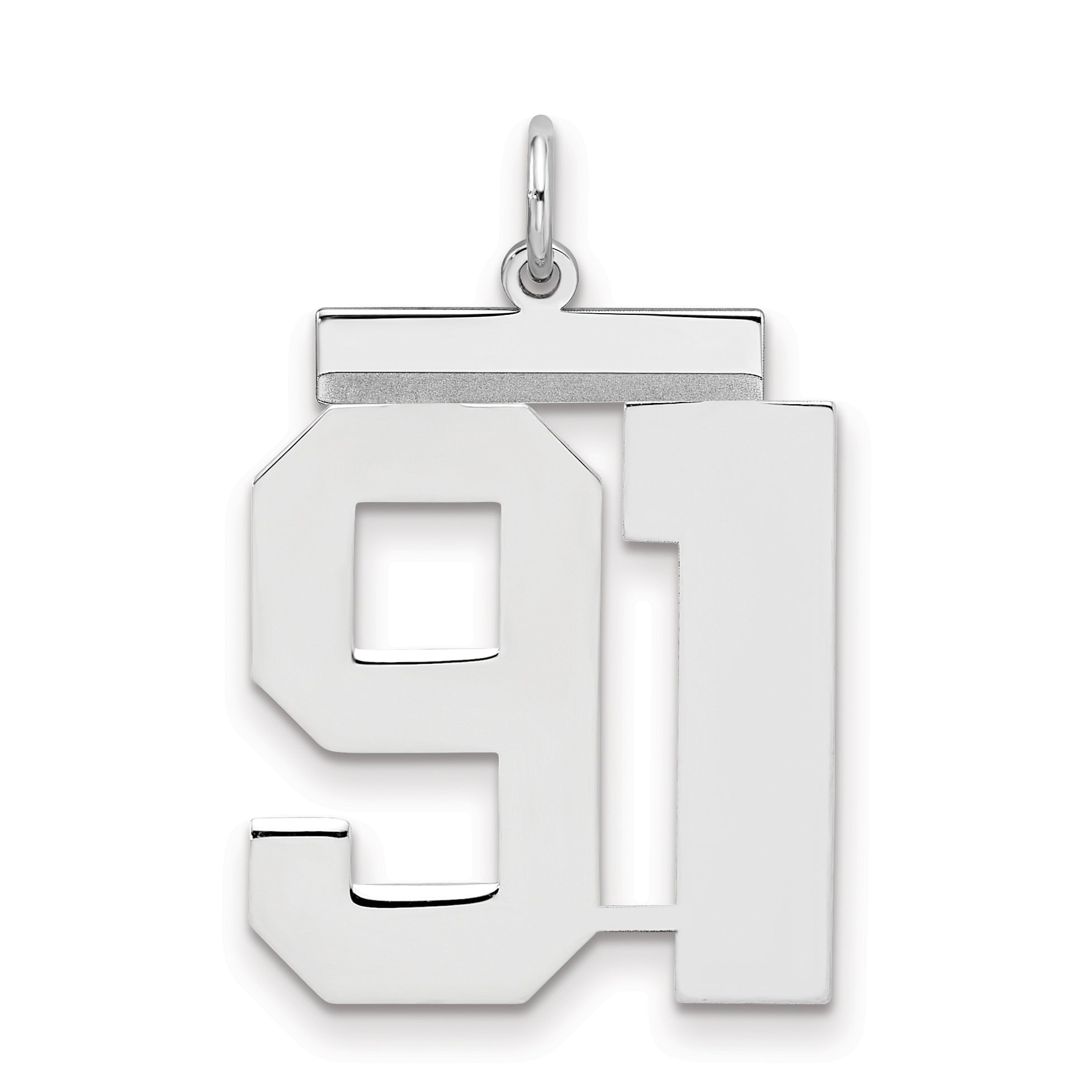Sterling Silver Silver/Rhodium-Plated Polished Number 91 Charm