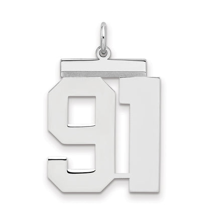 Sterling Silver Silver/Rhodium-Plated Polished Number 91 Charm