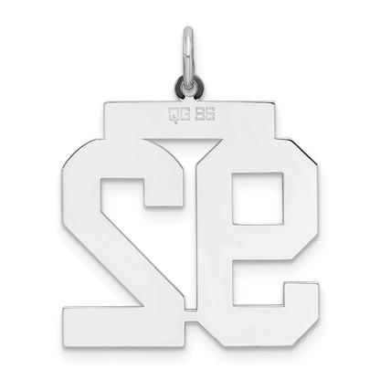 Sterling Silver Silver/Rhodium-Plated Polished Number 92 Charm