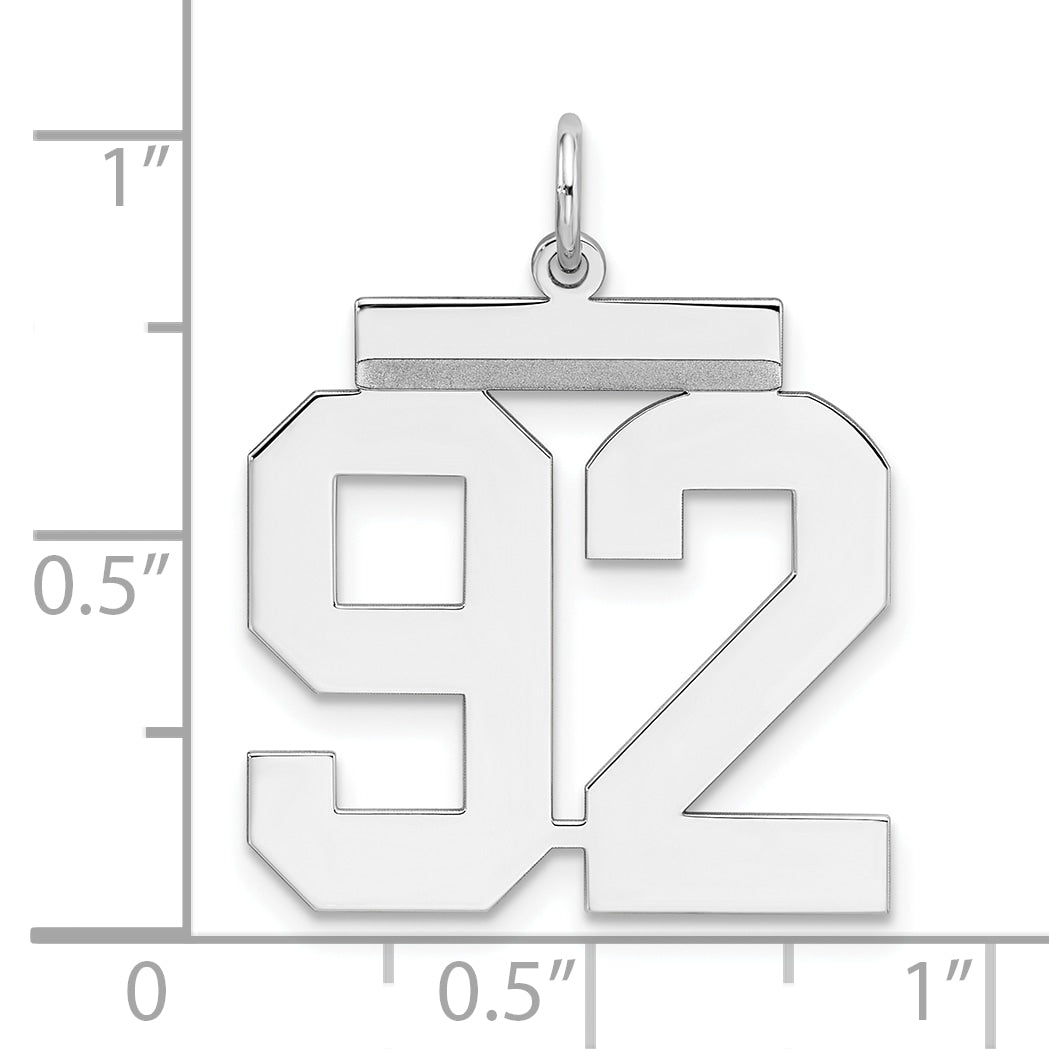 Sterling Silver Silver/Rhodium-Plated Polished Number 92 Charm