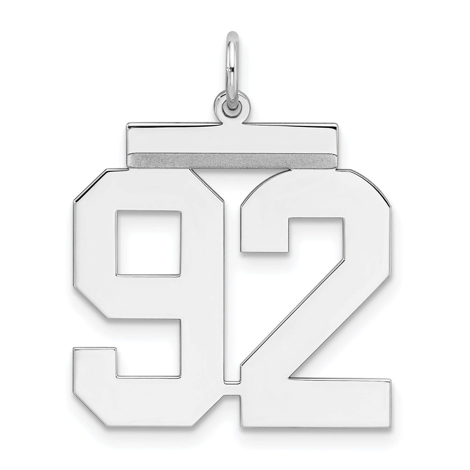 Sterling Silver Silver/Rhodium-Plated Polished Number 92 Charm