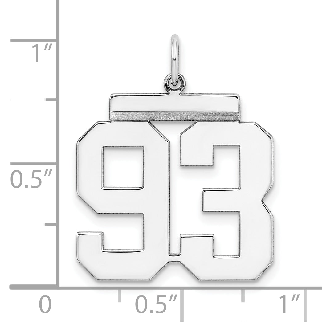 Sterling Silver Silver/Rhodium-Plated Polished Number 93 Charm