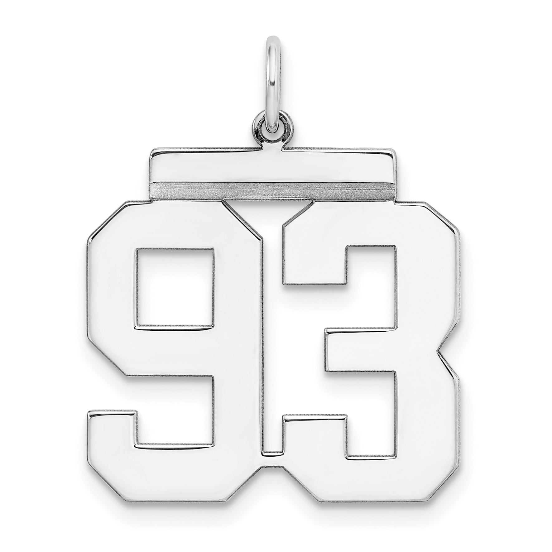 Sterling Silver Silver/Rhodium-Plated Polished Number 93 Charm