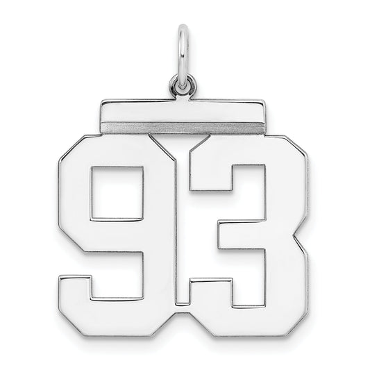 Sterling Silver Silver/Rhodium-Plated Polished Number 93 Charm