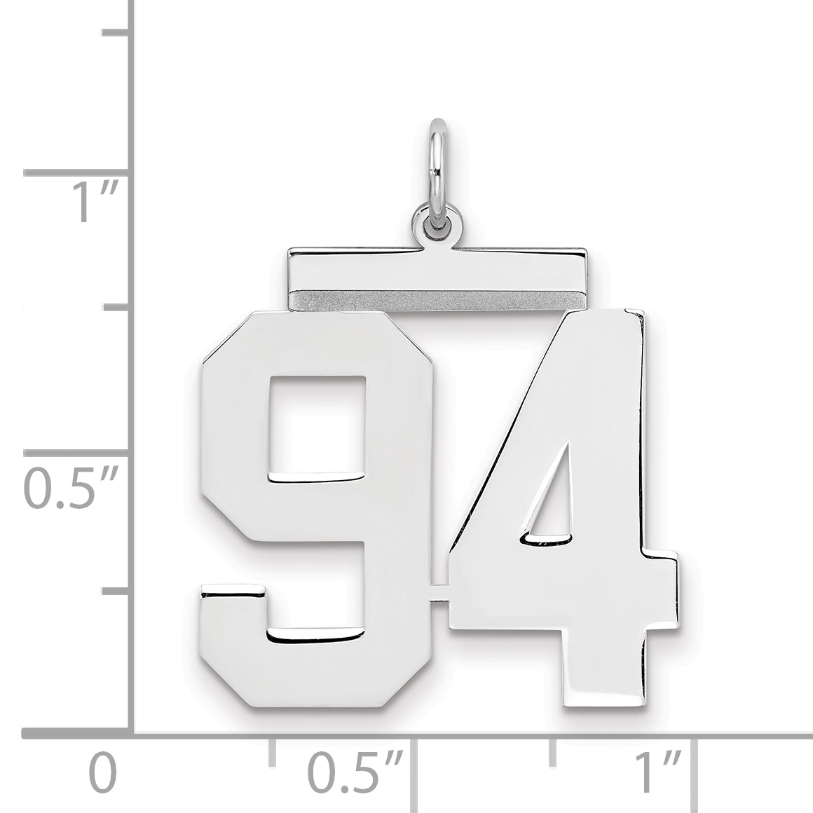 Sterling Silver Silver/Rhodium-Plated Polished Number 94 Charm