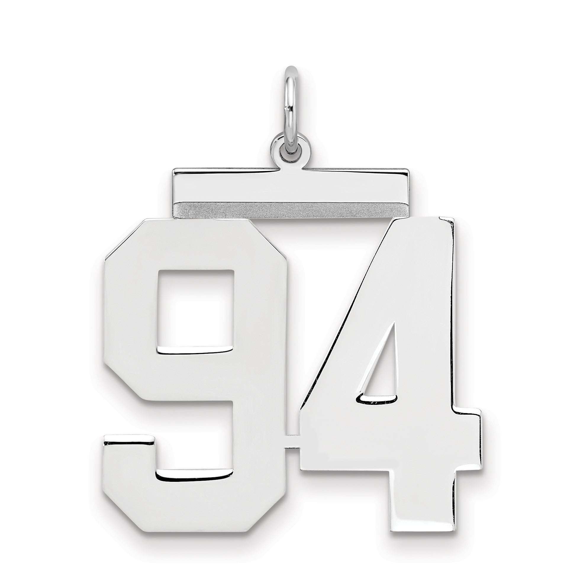 Sterling Silver Silver/Rhodium-Plated Polished Number 94 Charm