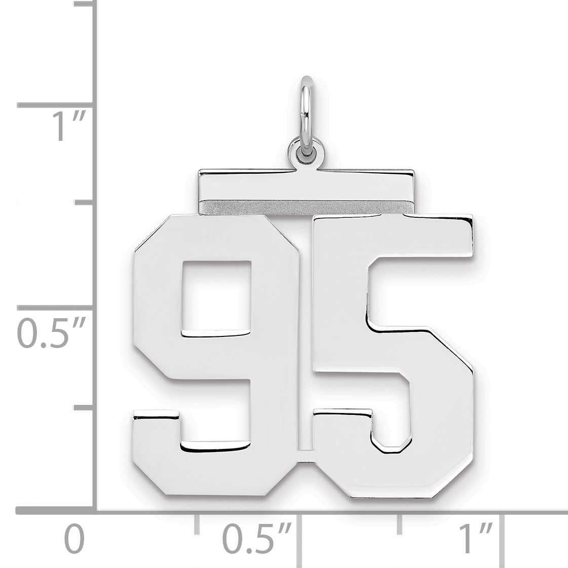 Sterling Silver Silver/Rhodium-Plated Polished Number 95 Charm
