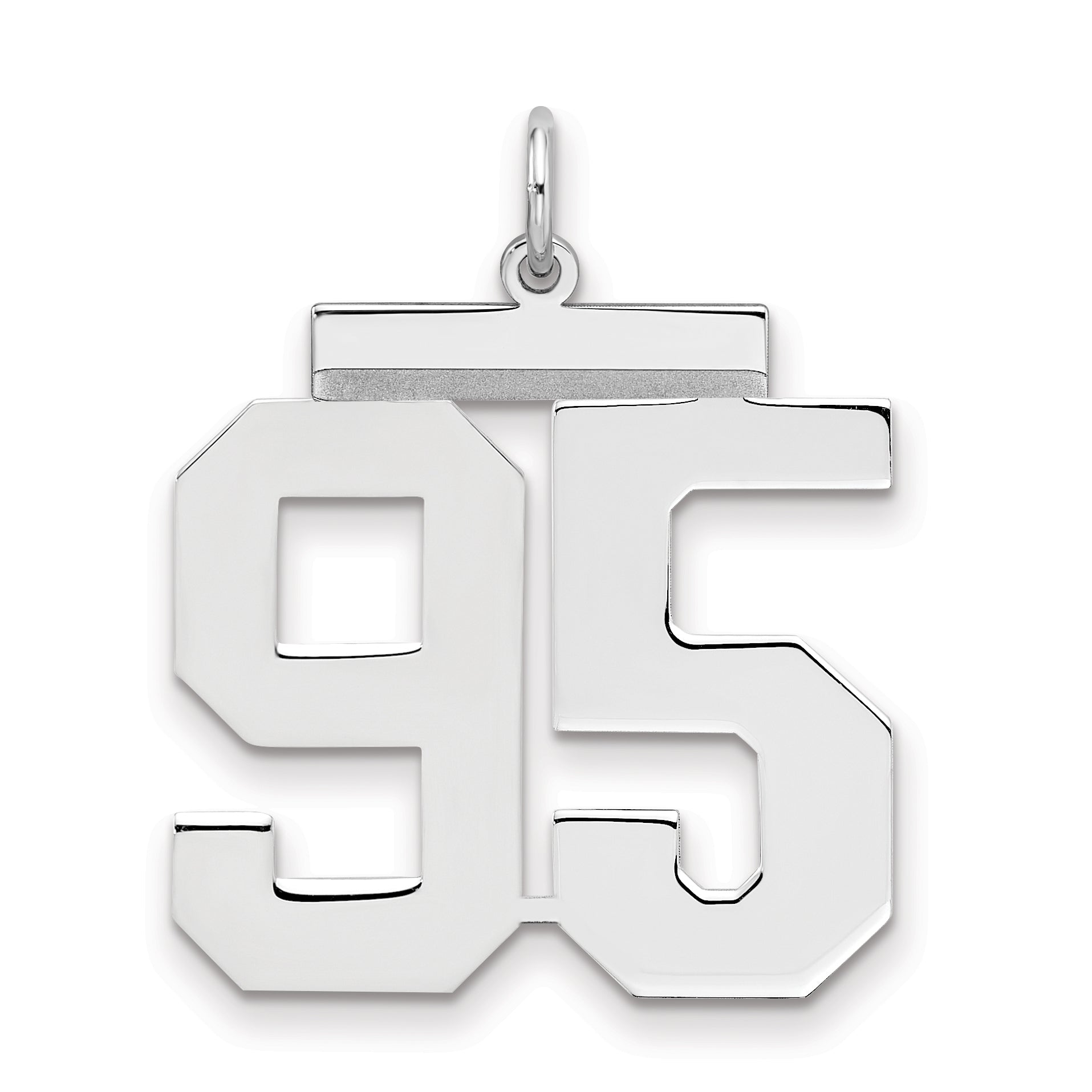 Sterling Silver Silver/Rhodium-Plated Polished Number 95 Charm