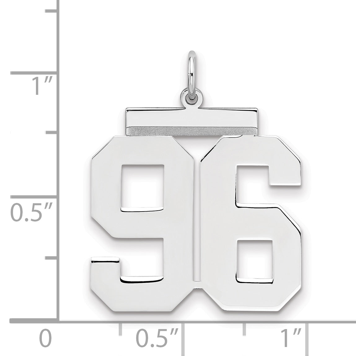 Sterling Silver Silver/Rhodium-Plated Polished Number 96 Charm
