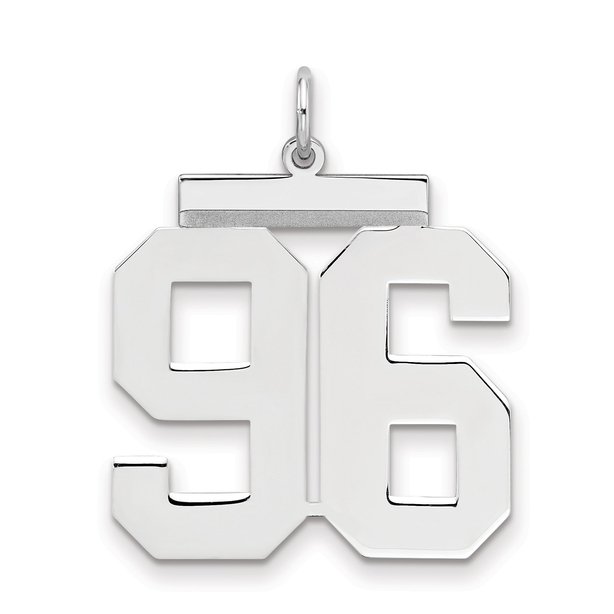 Sterling Silver Silver/Rhodium-Plated Polished Number 96 Charm