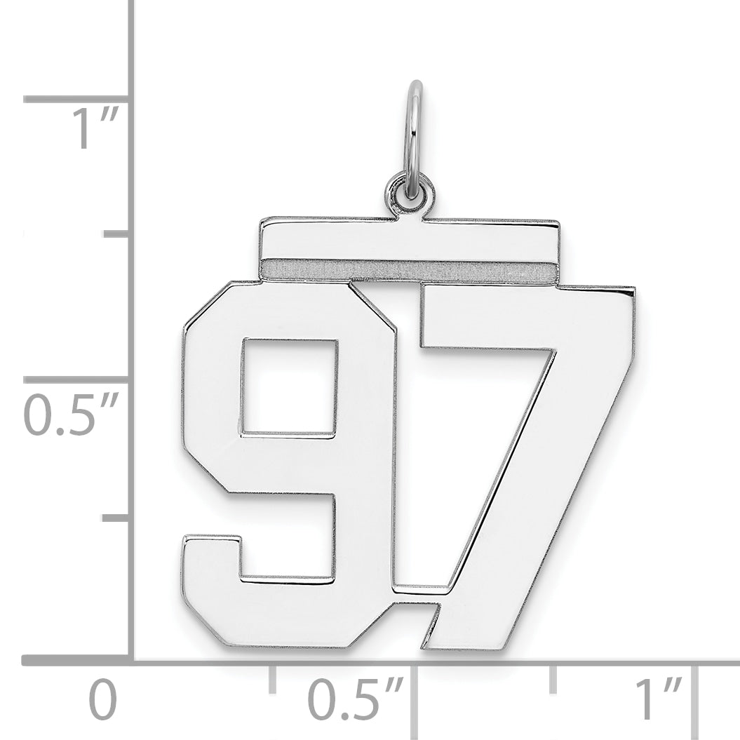 Sterling Silver Silver/Rhodium-Plated Polished Number 97 Charm