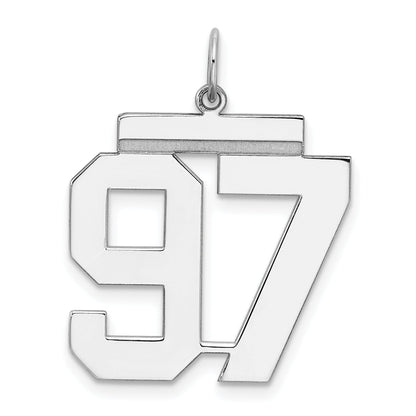 Sterling Silver Silver/Rhodium-Plated Polished Number 97 Charm