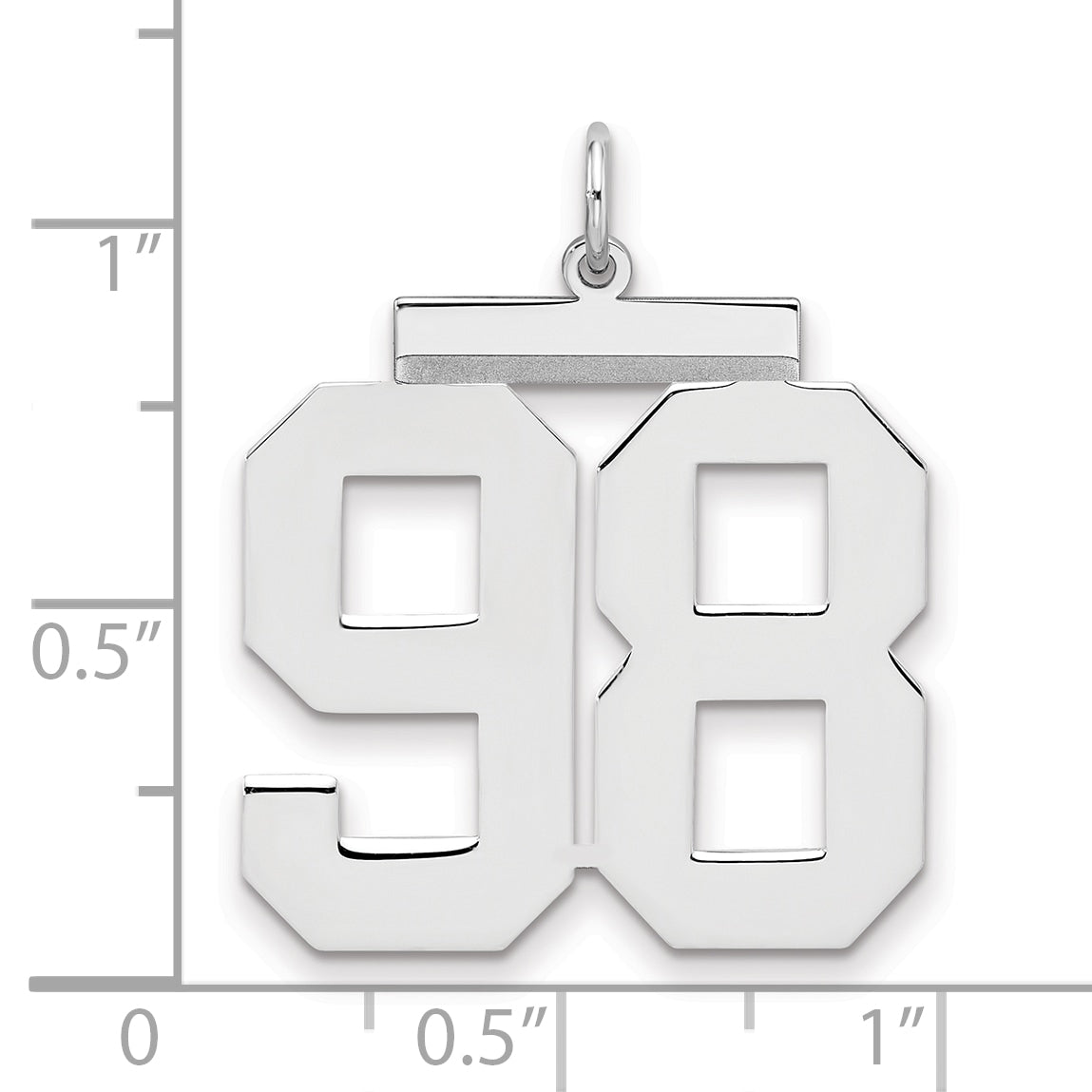 Sterling Silver Silver/Rhodium-Plated Polished Number 98 Charm