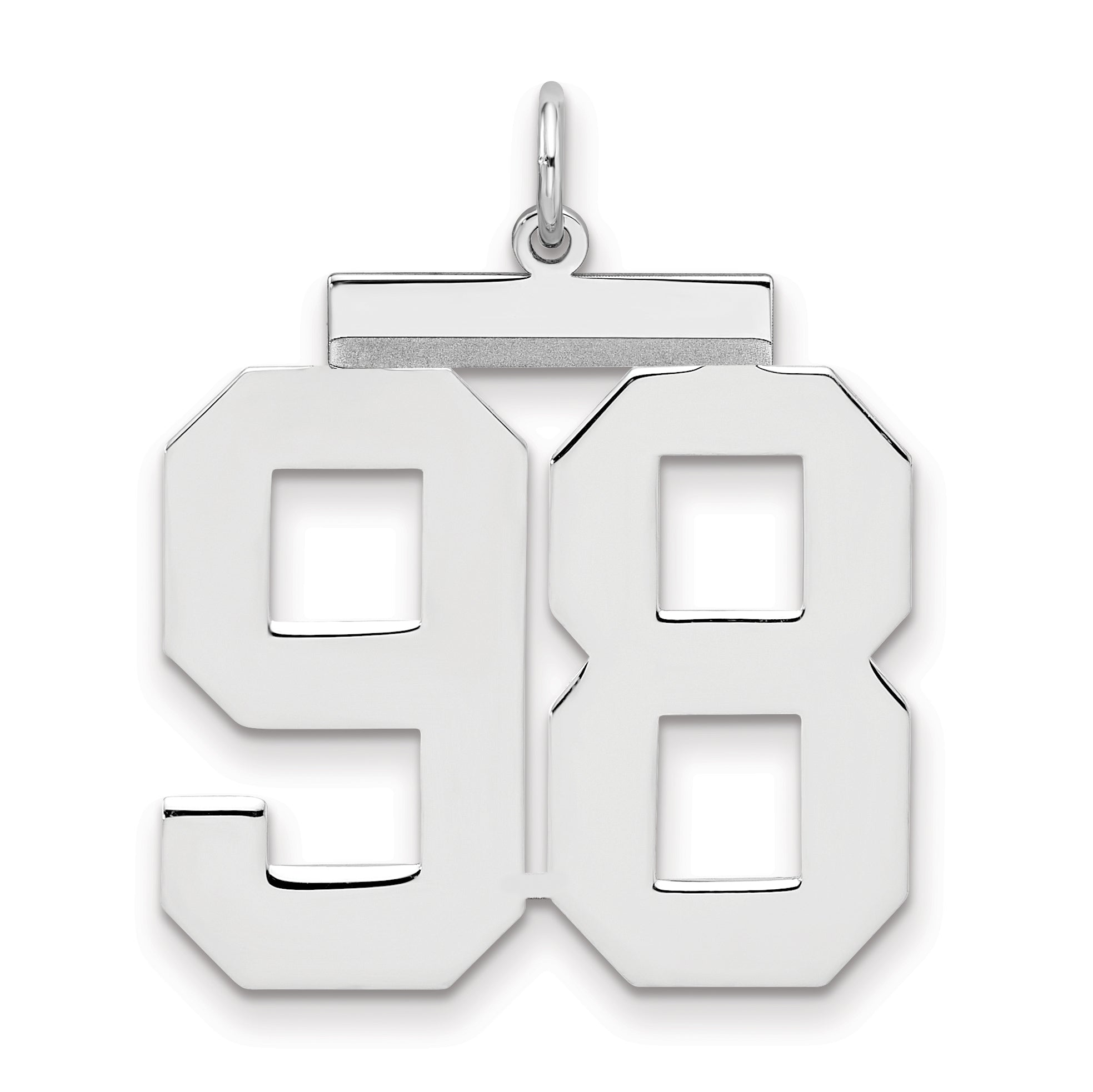 Sterling Silver Silver/Rhodium-Plated Polished Number 98 Charm