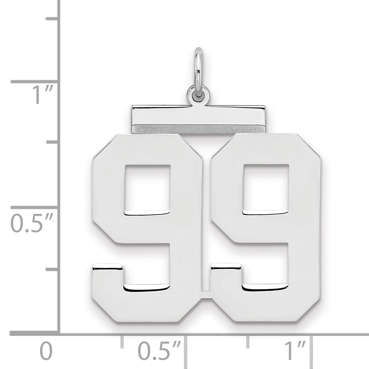 Sterling Silver Silver/Rhodium-Plated Polished Number 99 Charm