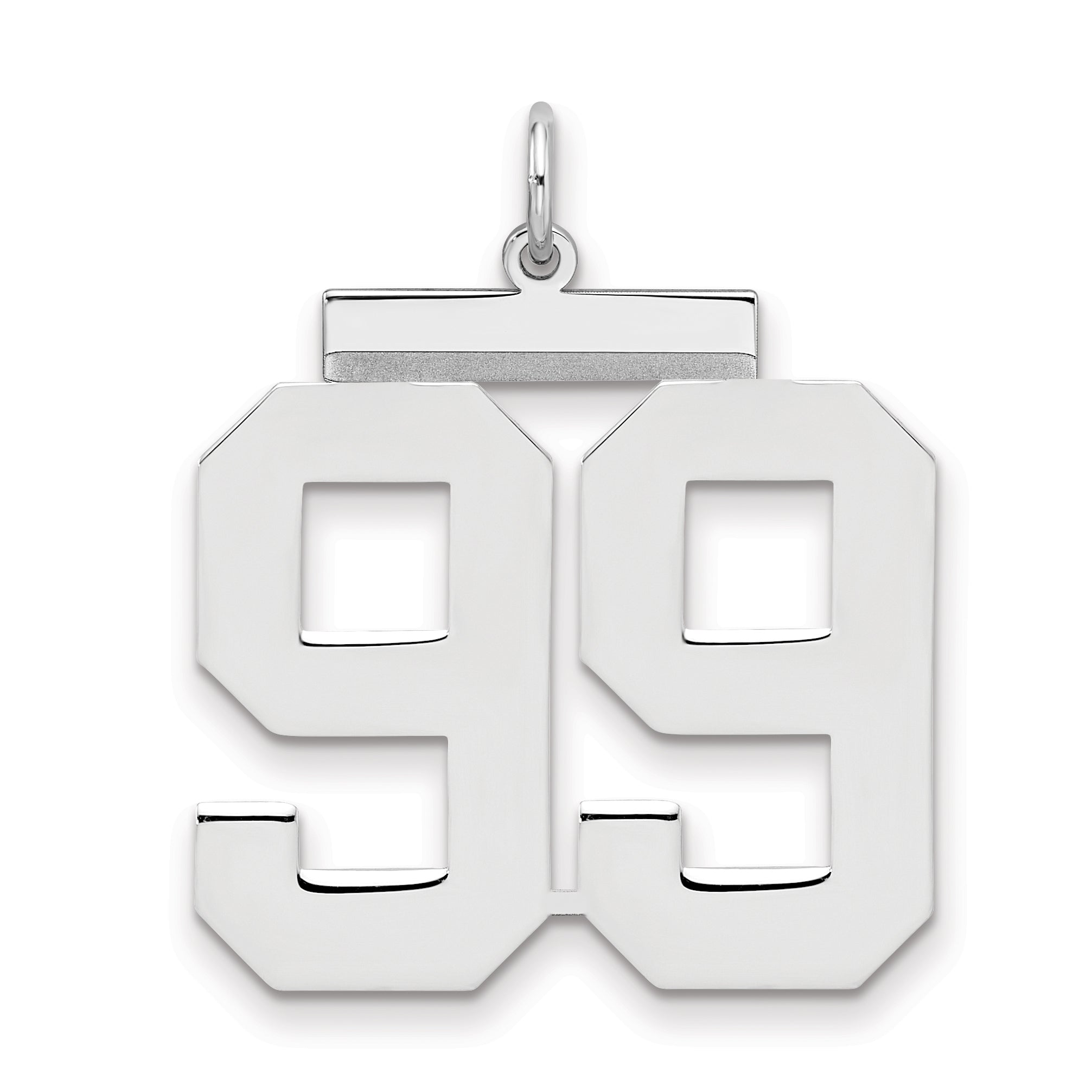 Sterling Silver Silver/Rhodium-Plated Polished Number 99 Charm