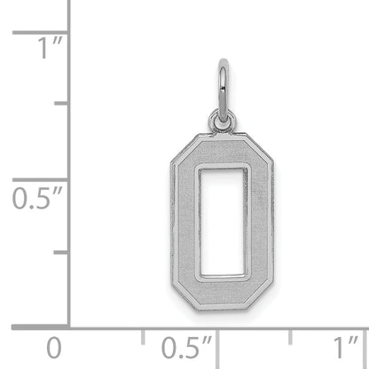 Sterling Silver Silver/Rhodium-Plated Satin Number 0 Charm